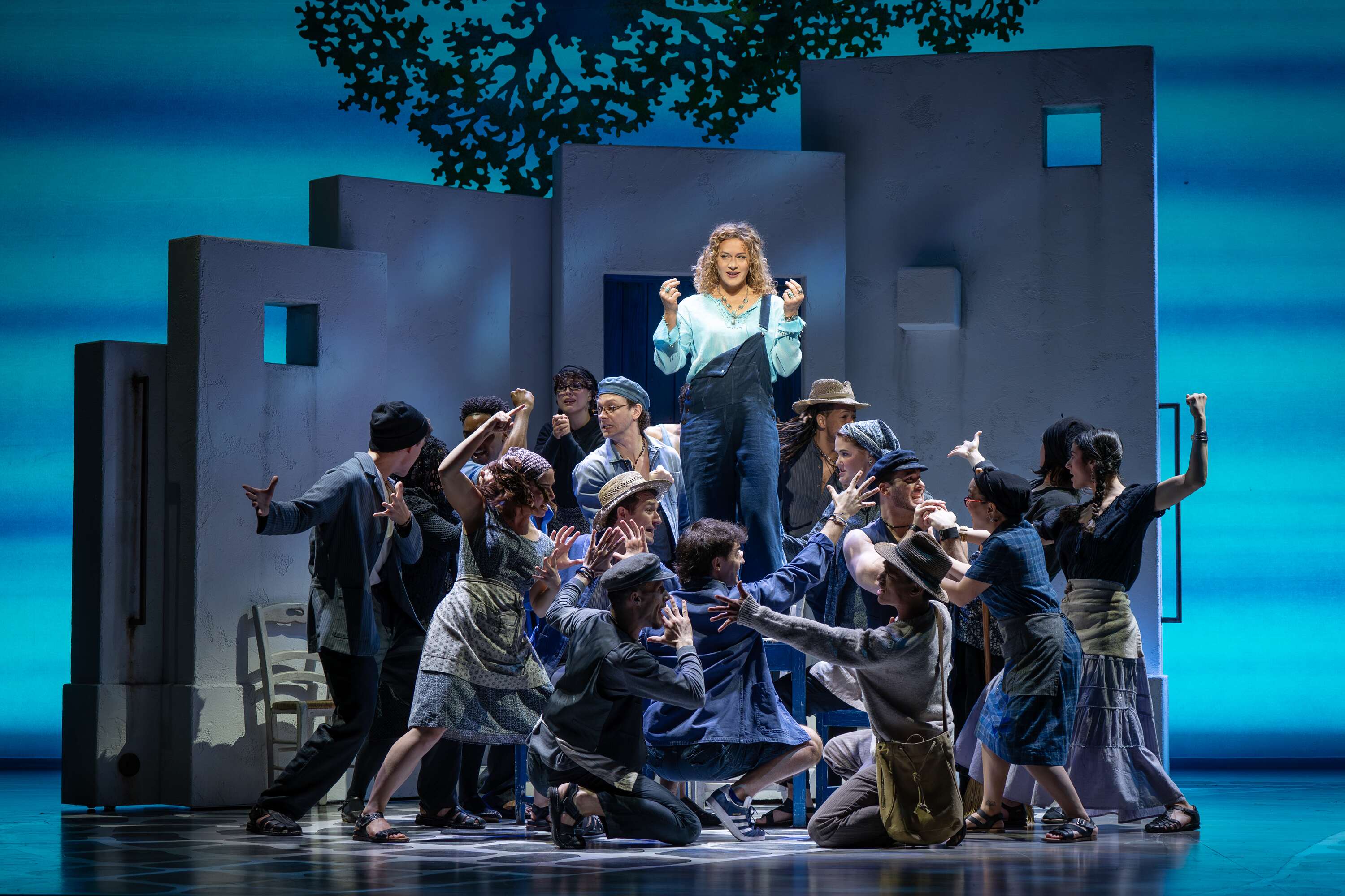 Mamma Mia production photo featuring Jessica Crouch and the company